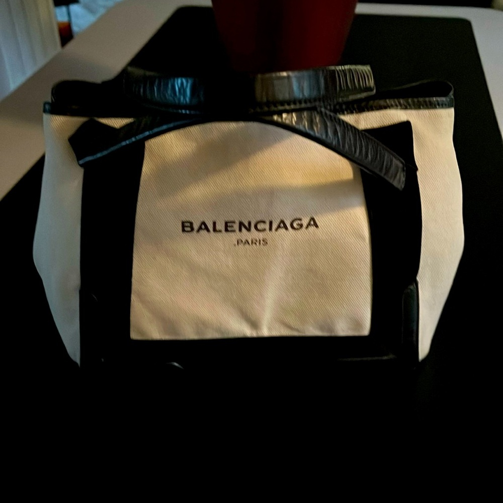 Balenciaga canvas and leather bag pouch included